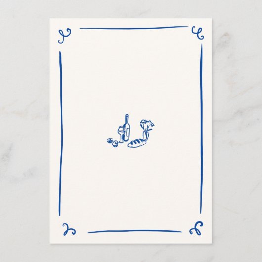 Whimsical Hand Drawn Navy Wedding Menu (Achterkant)