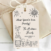 Whimsical Hand Drawn New Year's Eve Party Cadeaulabel