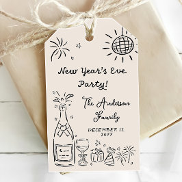 Whimsical Hand Drawn New Year's Eve Party Cadeaulabel