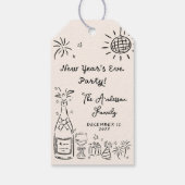 Whimsical Hand Drawn New Year's Eve Party Cadeaulabel (Achterkant)