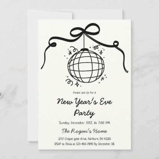 Whimsical Hand Drawn New Year's Eve Party  Kaart (Voorkant)