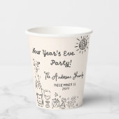 Whimsical Hand Drawn New Year's Eve Party Papieren Bekers (Voorkant)