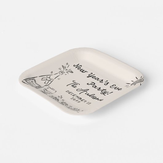 Whimsical Hand Drawn New Year's Eve Party Papieren Bordje (Gebogen)