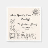 Whimsical Hand Drawn New Year's Eve Party Servet (Voorkant)