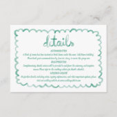 Whimsical Hand Drawn Olijfgroen Lijst Details Informatiekaartje (Voorkant)