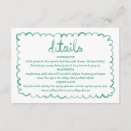 Whimsical Hand Drawn Olijfgroen Lijst Details Informatiekaartje