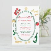 Whimsical Hand Drawn Pasta Party Kaart (Staand voorkant)