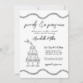 Whimsical Hand Drawn Pearls Prosecco Vrijgezellenf Kaart (Voorkant)