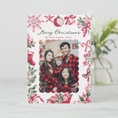 Whimsical Hand Drawn  Photo Christmas Card Feestdagenkaart (Staand voorkant)