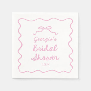 Whimsical Hand Drawn Pink Bow Vrijgezellenfeest Servet