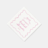 Whimsical Hand Drawn Pink Bow Vrijgezellenfeest Servet (Hoek)