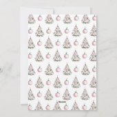 Whimsical Hand Drawn Pink & Green Christmas Tree Feestdagenkaart (Achterkant)