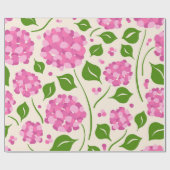 Whimsical Hand-Drawn Pink Hydrangea Botanical Cadeaupapier (Vlak)