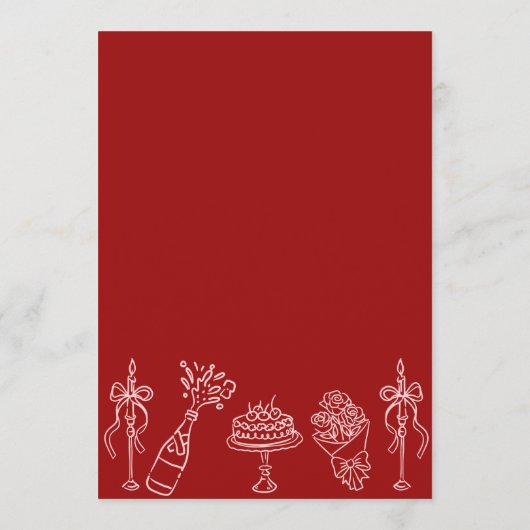 Whimsical Hand Drawn Pink Red Galentines Day Party Kaart (Achterkant)