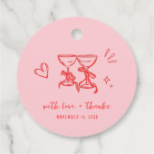Whimsical Hand Drawn Pink Red Wedding Thank You Bedankjes Labels (Achterkant)