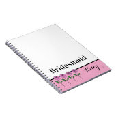 Whimsical Hand Drawn Pink Roses Bridesmaid Notitieboek (Rechterzijde)
