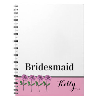 Whimsical Hand Drawn Pink Roses Bridesmaid Notitieboek