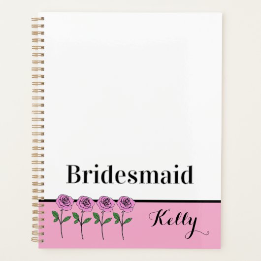 Whimsical Hand Drawn Pink Roses Bridesmaid Planner (Voorkant)