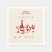 Whimsical Hand Drawn Pizza Wine Bridal Shower Servet (Voorkant)