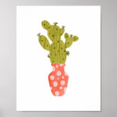 Whimsical Hand-Drawn Potted Cactus Art Poster (Voorkant)