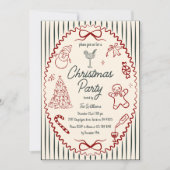 Whimsical Hand Drawn Quirky Christmas Party Invita Kaart (Voorkant)