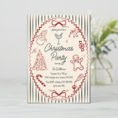 Whimsical Hand Drawn Quirky Christmas Party Invita Kaart (Staand voorkant)