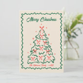 Whimsical Hand Drawn Quirky Merry Christmas Photo Feestdagenkaart (Staand voorkant)