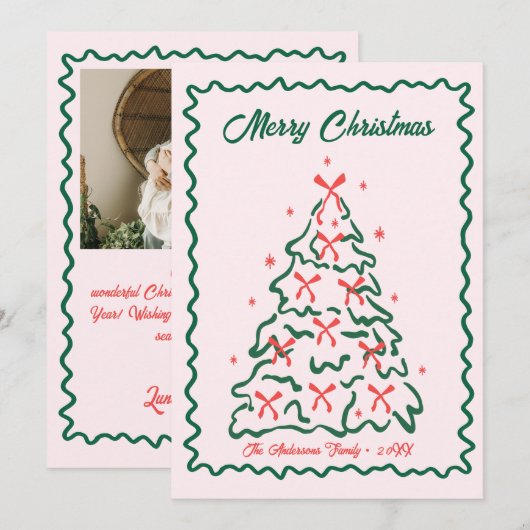 Whimsical Hand Drawn Quirky Merry Christmas Photo  Feestdagenkaart (Voorkant / Achterkant)