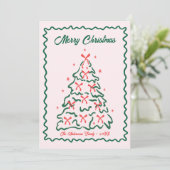 Whimsical Hand Drawn Quirky Merry Christmas Photo  Feestdagenkaart (Staand voorkant)