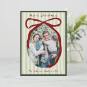 Whimsical Hand Drawn Quirky Red Wavy Ribbon Photo Feestdagenkaart (Staand voorkant)