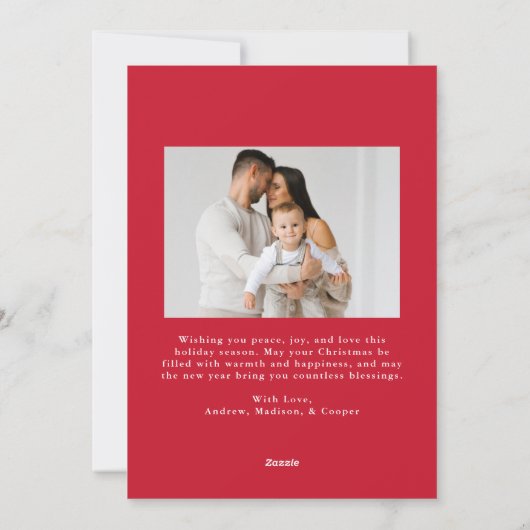 Whimsical Hand-Drawn Red Bow Christmas 2 Photo Feestdagenkaart (Achterkant)