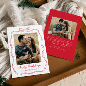 Whimsical Hand-Drawn Red Bow Happy Howlidays Photo Feestdagenkaart