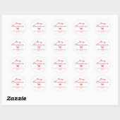 Whimsical Hand-Drawn Red Bow Kerstmis Ronde Sticker (Vel)