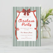 Whimsical Hand Drawn Red coquette Christmas Party Kaart (Staand voorkant)