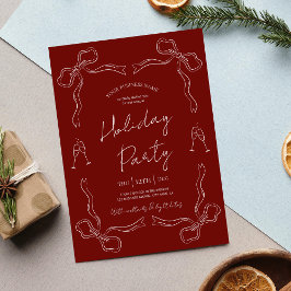 Whimsical Hand Drawn Red Holiday Business Party Kaart