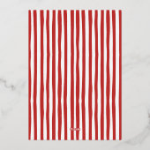 Whimsical Hand Drawn Retro Red Green Ribbon Bow Folie Feestdagenkaart (Achterkant)