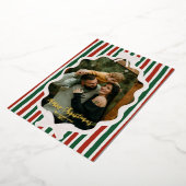 Whimsical Hand Drawn Retro Red Green Ribbon Bow Folie Feestdagenkaart (Gedraaid)