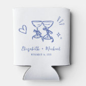 Whimsical Hand Drawn Romantic Blue Wedding Blikjeskoeler (Achterkant)