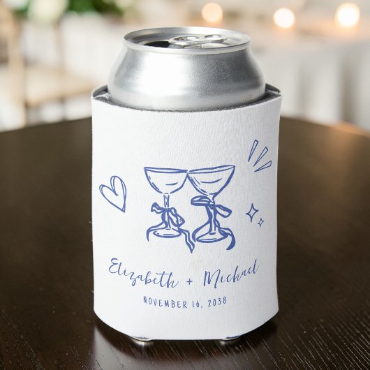 Whimsical Hand Drawn Romantic Blue Wedding Blikjeskoeler