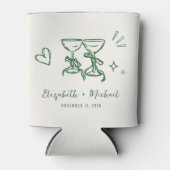 Whimsical Hand Drawn Romantic Green Cream Wedding Blikjeskoeler (Voorkant)