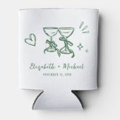 Whimsical Hand Drawn Romantic Green Wedding Blikjeskoeler (Voorkant)