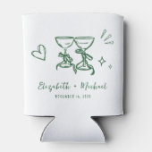 Whimsical Hand Drawn Romantic Green Wedding Blikjeskoeler (Achterkant)
