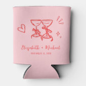 Whimsical Hand Drawn Romantic Pink Red Wedding Blikjeskoeler (Voorkant)