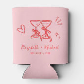 Whimsical Hand Drawn Romantic Pink Red Wedding Blikjeskoeler (Achterkant)