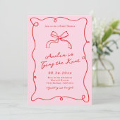 Whimsical Hand Drawn Roze & Rood Vrijgezellenfeest Kaart (Staand voorkant)