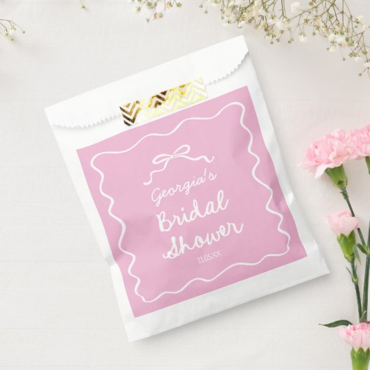 Whimsical Hand Drawn Roze Witte Boog Vrijgezellenf Bedankzakje (Gezegeld)