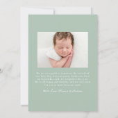 Whimsical Hand-Drawn Sage Green Bows 2 Foto Geboor Aankondiging (Achterkant)