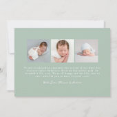 Whimsical Hand-Drawn Sage Green Bows 4 Foto Geboor Aankondiging (Achterkant)