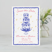 Whimsical Hand Drawn Save the Date Folie Uitnodigi Uitnodiging (Staand Voorkant)