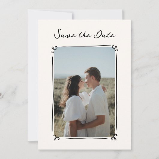 Whimsical Hand Drawn Save the Date Kaart (Voorkant)